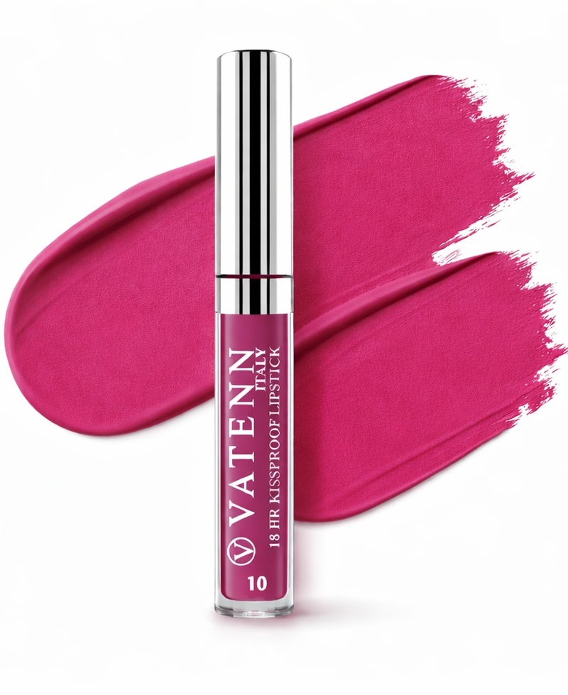 VATENN ITALY 18 Hr Kissproof Lipstick 10 Matte liquid lipstick, Lead-Free ,No Dry Feel, Weightless Feel, Vinyl Ink Kissproof /Lip Lingerie Transfer-Proof, All Day Wear. - Image 1